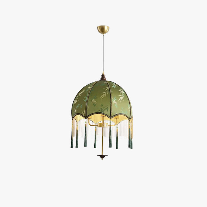Taluno Pendant Lamp – French Retro Green Fabric Light