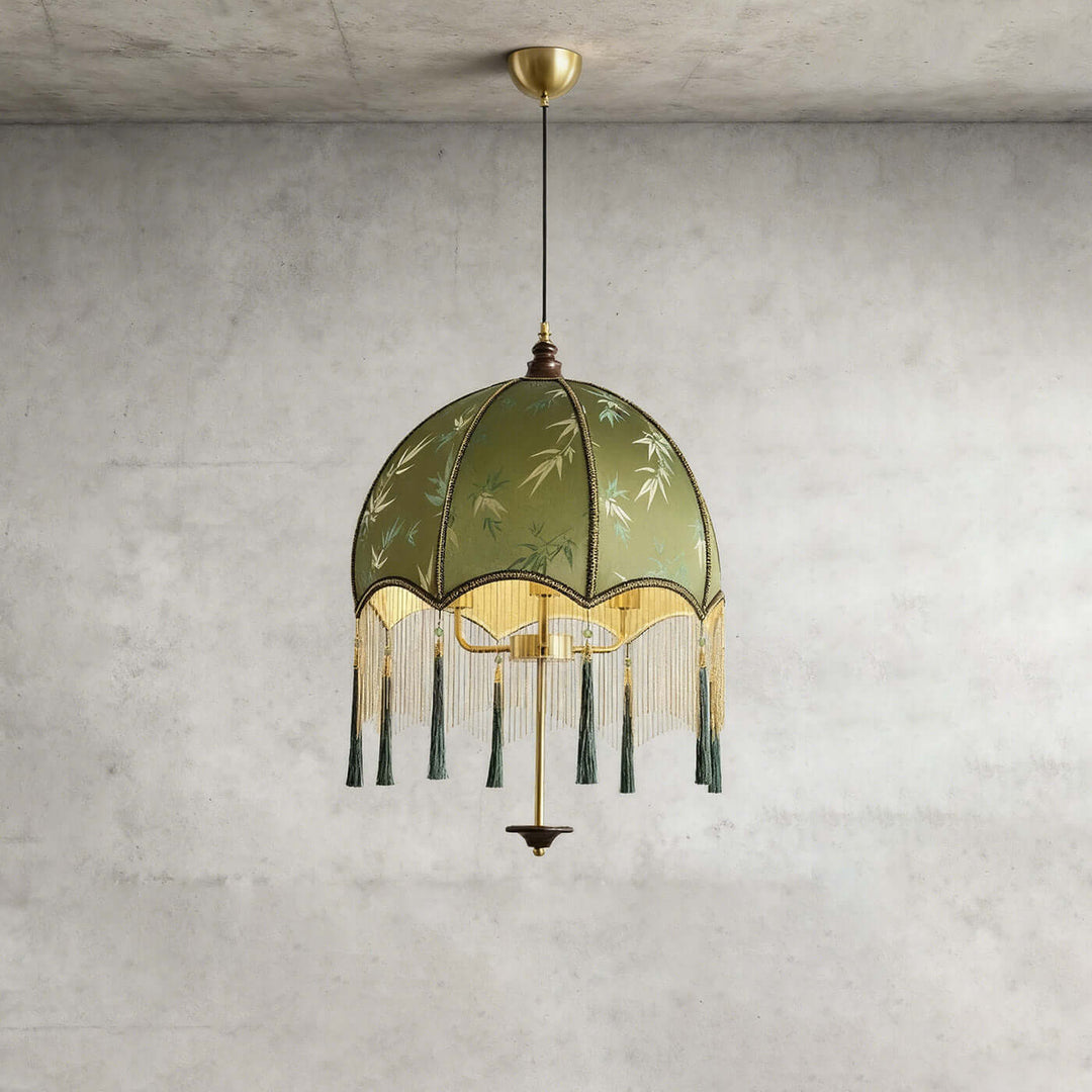 Taluno Pendant Lamp – French Retro Green Fabric Light