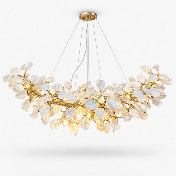Talveris Linear Chandelier for Dining Rooms in Gold and Ceramic