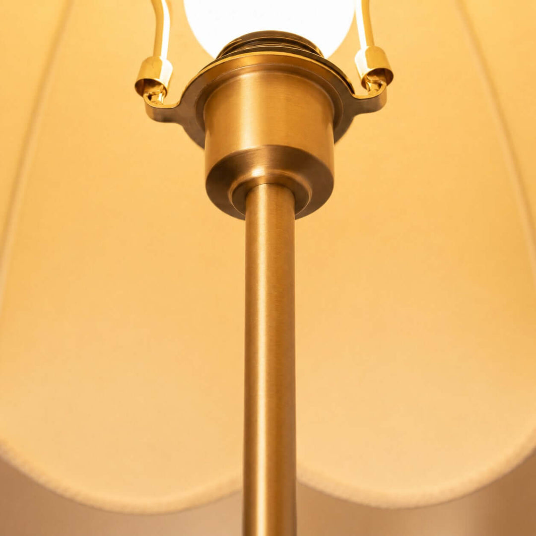 Tamber Vintage Wood Table Lamp with Scalloped Floral Shade