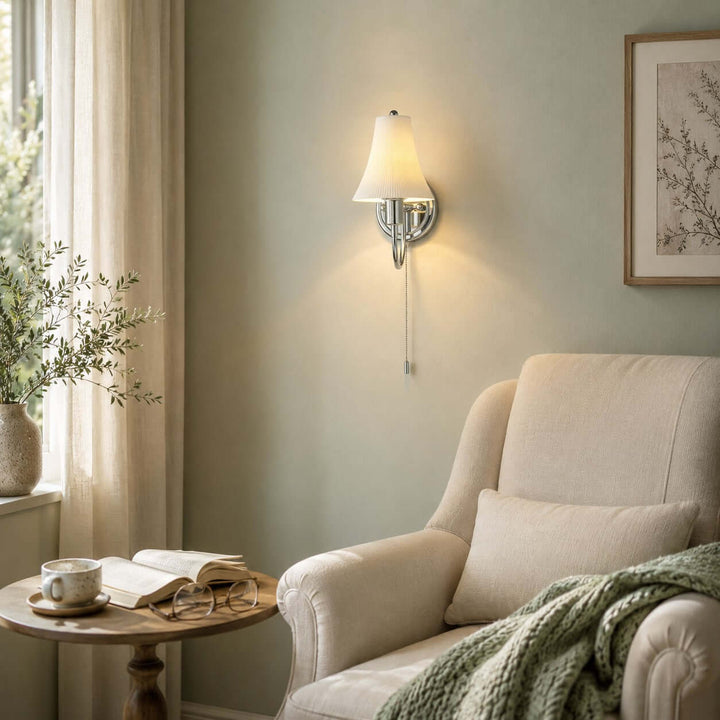 Tamsen Chrome and Ceramic Wall Lamp for Bedroom and Hallway