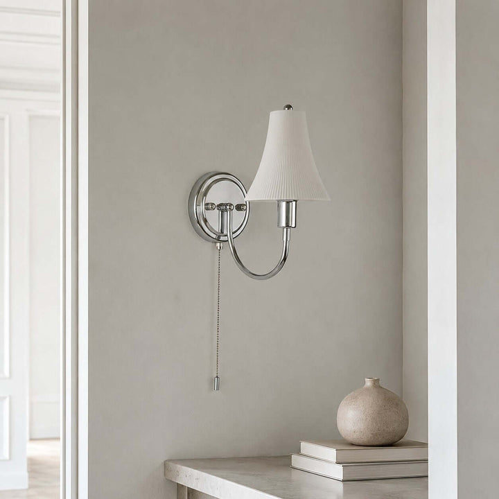 Tamsen Chrome and Ceramic Wall Lamp for Bedroom and Hallway