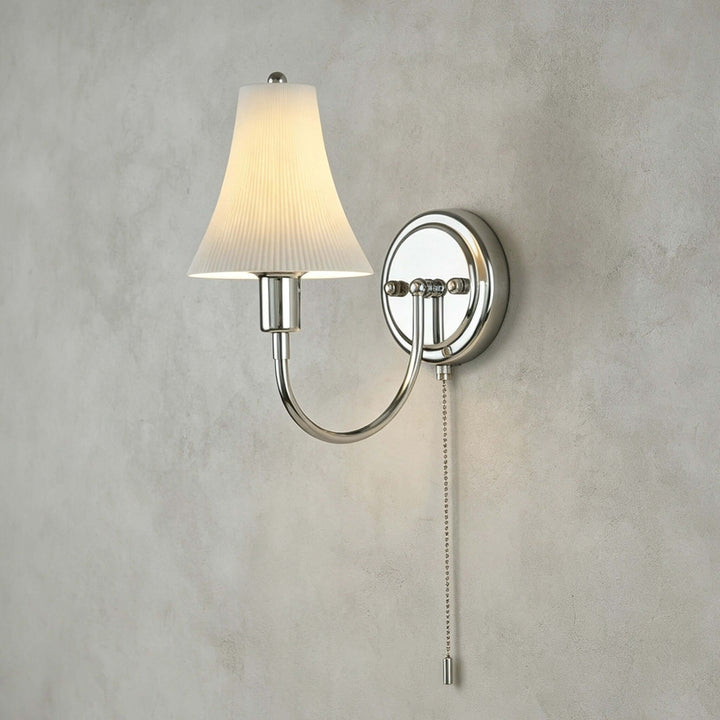 Tamsen Chrome and Ceramic Wall Lamp for Bedroom and Hallway