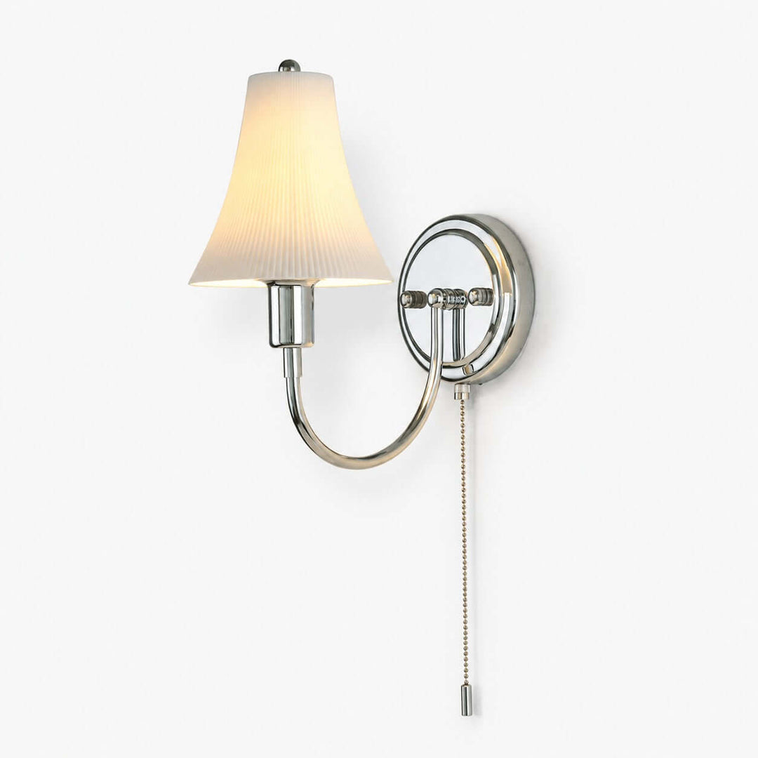 Tamsen Chrome and Ceramic Wall Lamp for Bedroom and Hallway