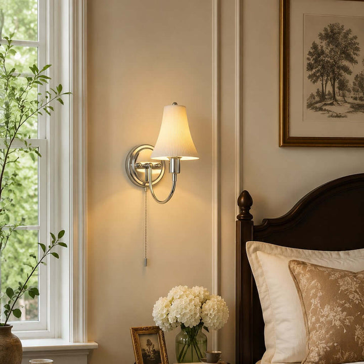 Tamsen Chrome and Ceramic Wall Lamp for Bedroom and Hallway