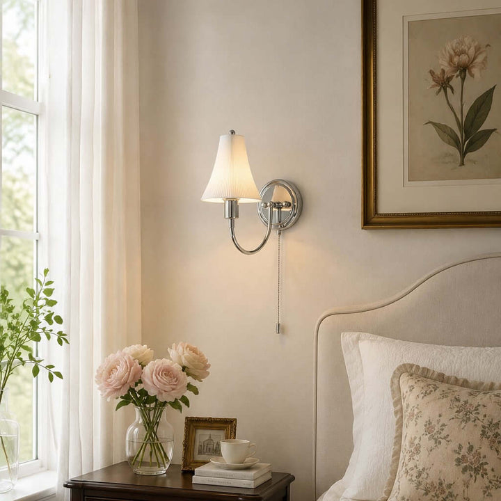 Tamsen Chrome and Ceramic Wall Lamp for Bedroom and Hallway