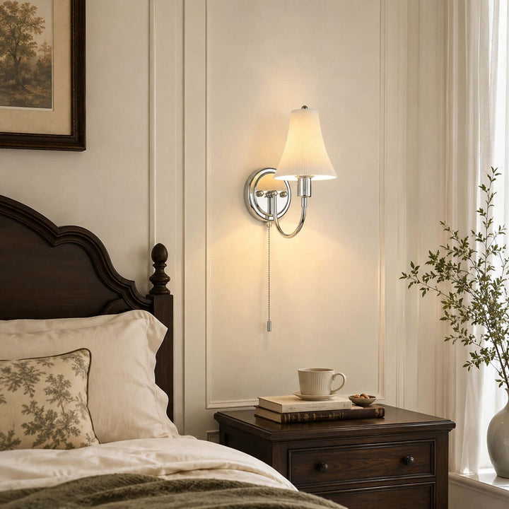 Tamsen Chrome and Ceramic Wall Lamp for Bedroom and Hallway