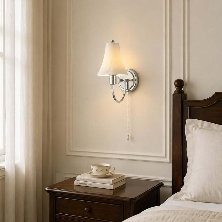 Tamsen Chrome and Ceramic Wall Lamp for Bedroom and Hallway
