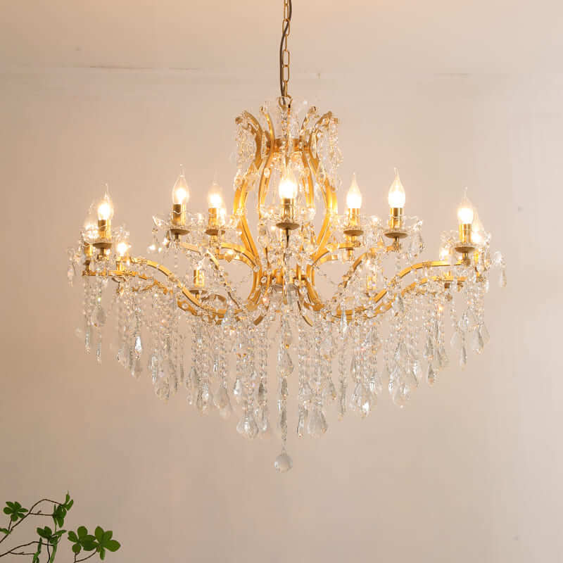 Tavari Chandelier | Crystal & Metal Candle Style Lighting for Dining