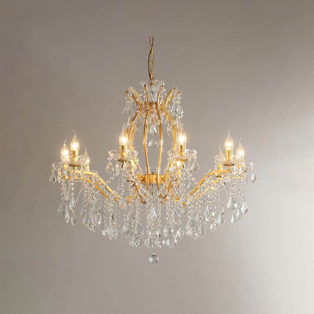 Tavari Chandelier | Crystal & Metal Candle Style Lighting for Dining