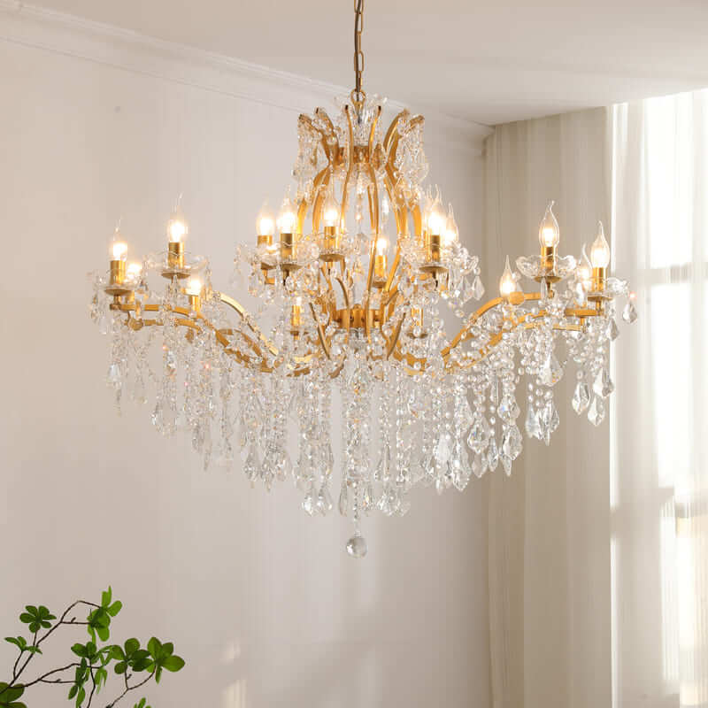Tavari Chandelier | Crystal & Metal Candle Style Lighting for Dining