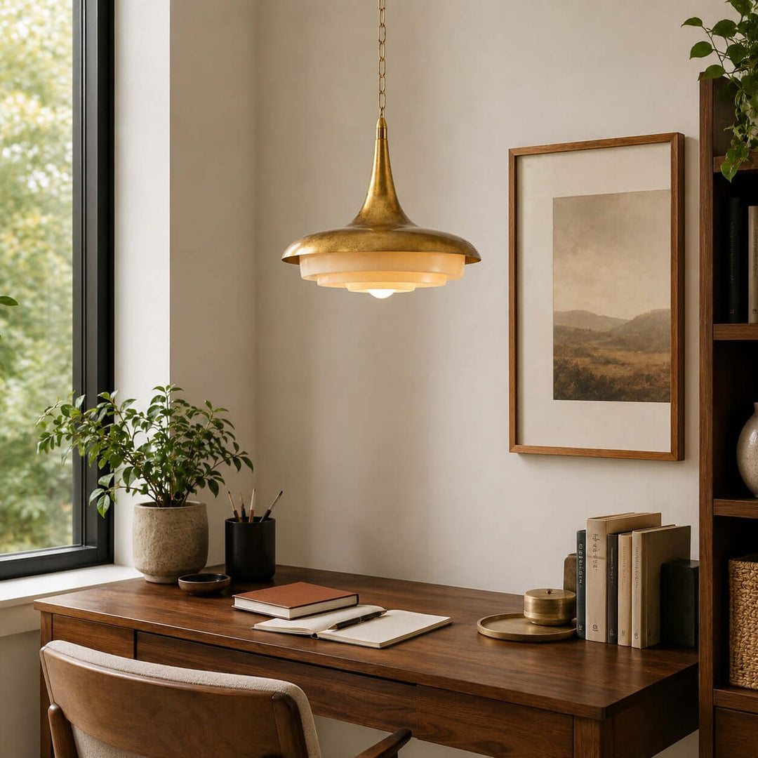 Tavelle Gold Glass Pendant Light for Dining and Reading Nooks | Vinlighting