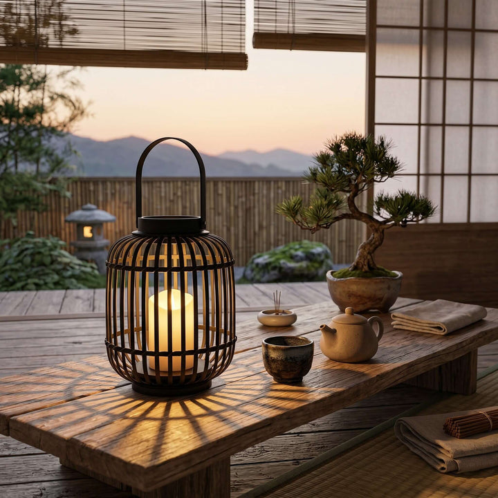 Tavino Outdoor Garden Lamp - Retro Japanese Style Woven Lantern