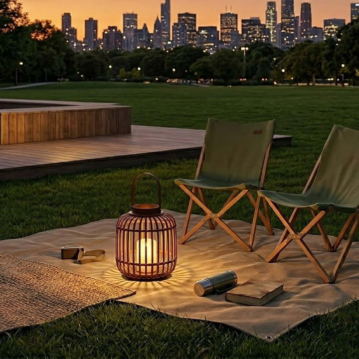 Tavino Outdoor Garden Lamp - Retro Japanese Style Woven Lantern