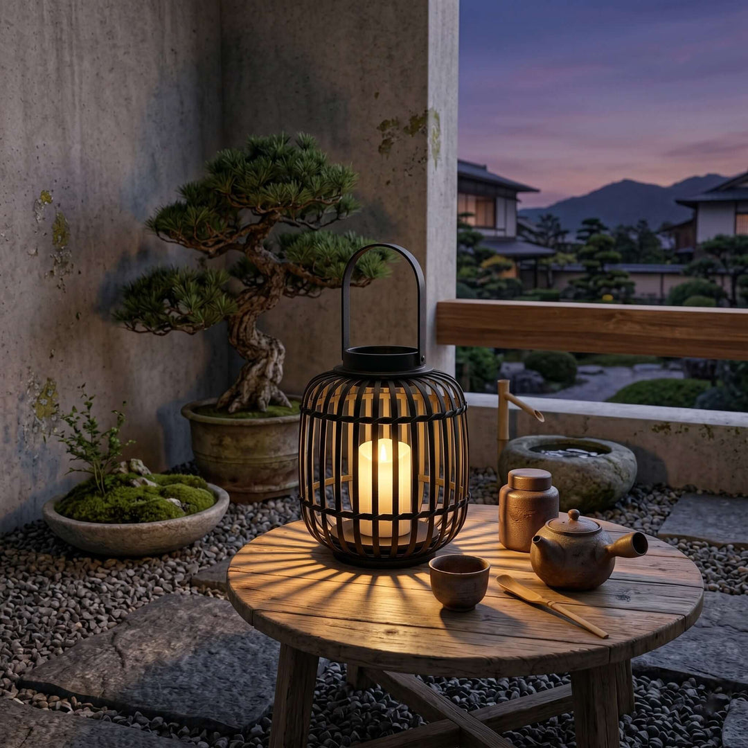 Tavino Outdoor Garden Lamp - Retro Japanese Style Woven Lantern