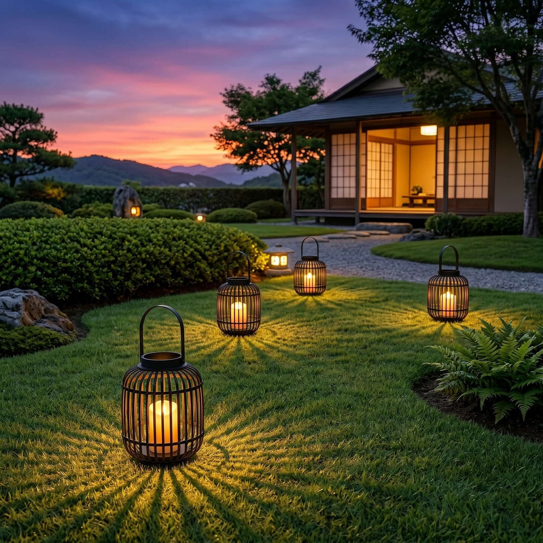 Tavino Outdoor Garden Lamp - Retro Japanese Style Woven Lantern