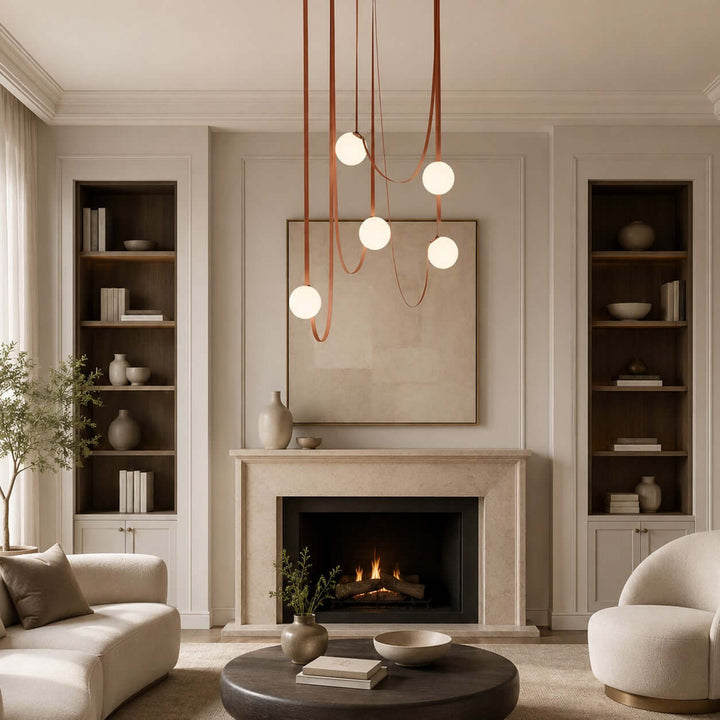 Leather Strap Globe Chandelier for Foyers and Stairwells | Vinlighting