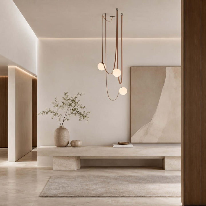 Leather Strap Globe Chandelier for Foyers and Stairwells | Vinlighting
