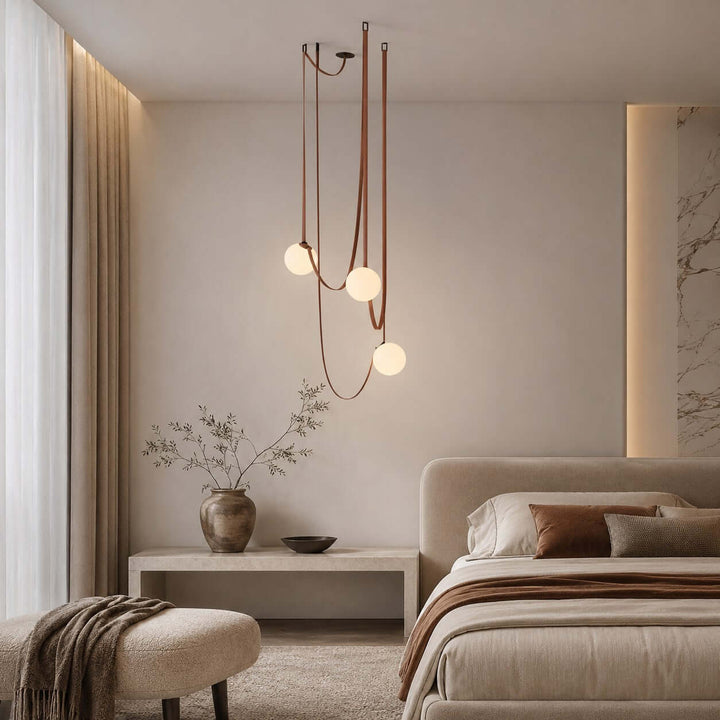 Leather Strap Globe Chandelier for Foyers and Stairwells | Vinlighting