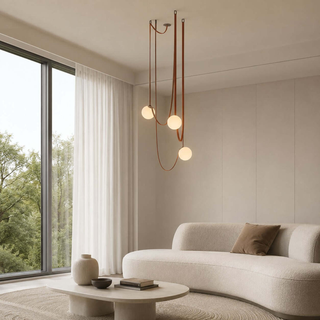 Leather Strap Globe Chandelier for Foyers and Stairwells | Vinlighting