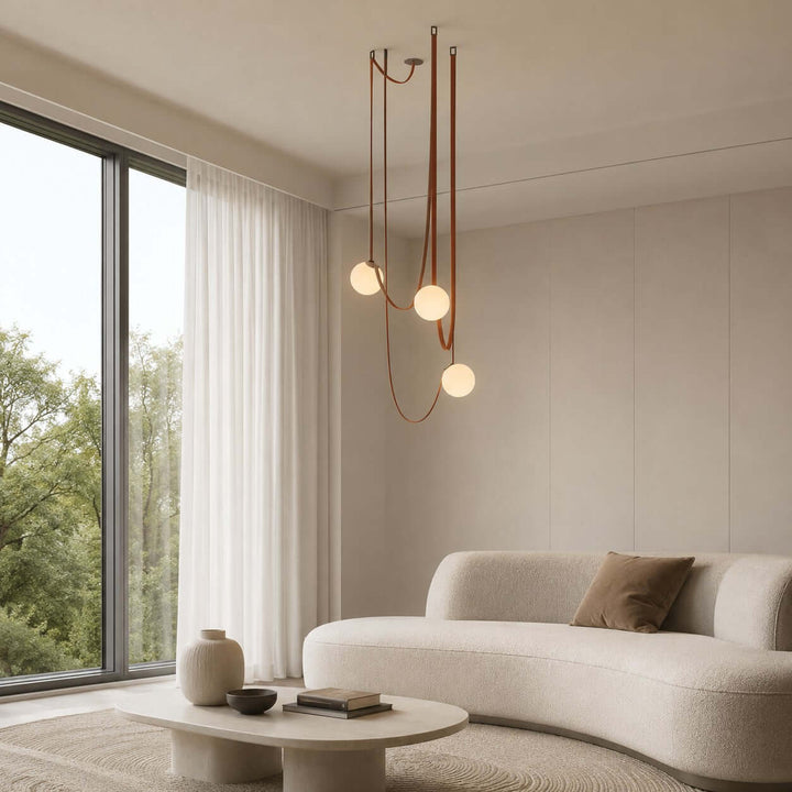 Leather Strap Globe Chandelier for Foyers and Stairwells | Vinlighting