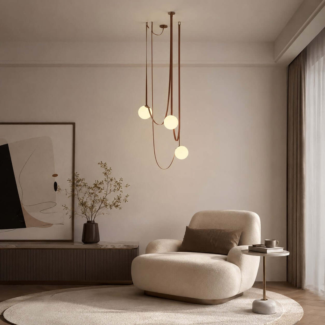 Leather Strap Globe Chandelier for Foyers and Stairwells | Vinlighting