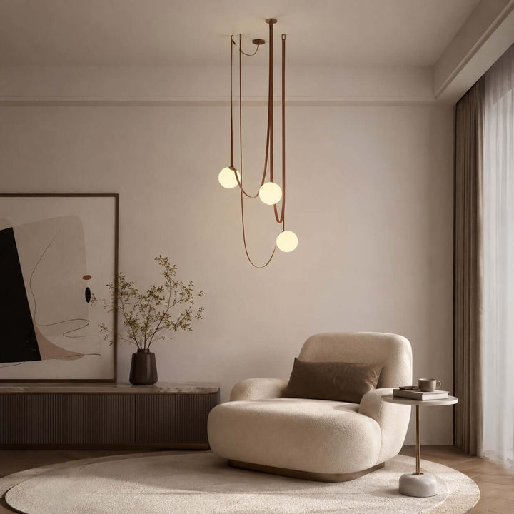 Leather Strap Globe Chandelier for Foyers and Stairwells | Vinlighting