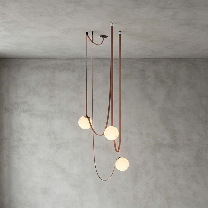 Leather Strap Globe Chandelier for Foyers and Stairwells | Vinlighting