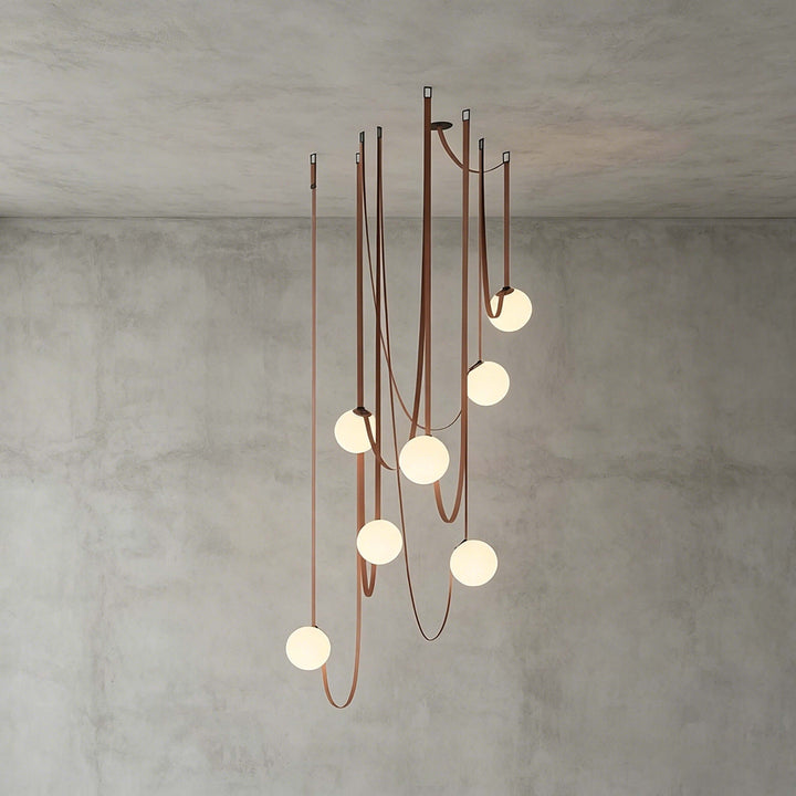 Leather Strap Globe Chandelier for Foyers and Stairwells | Vinlighting