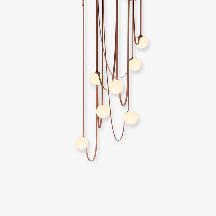 Leather Strap Globe Chandelier for Foyers and Stairwells | Vinlighting