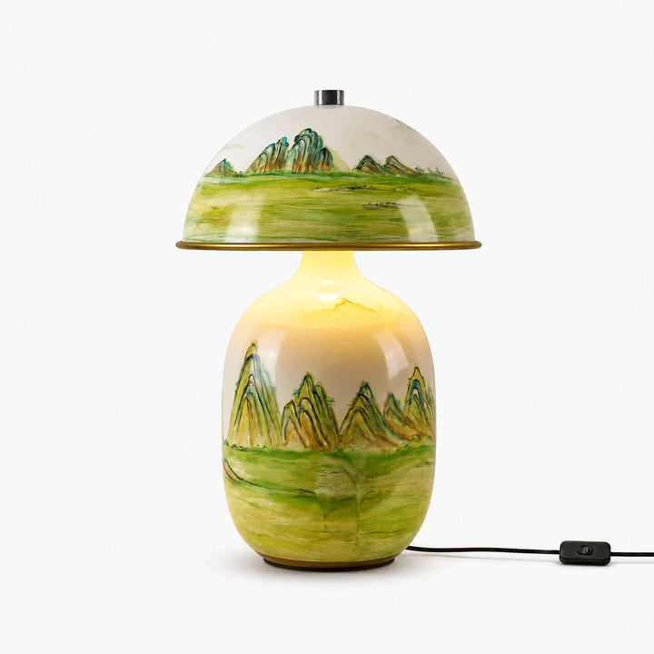 Thalen Table Lamp | Artistic Chinese Ceramic Lamp for Bedroom
