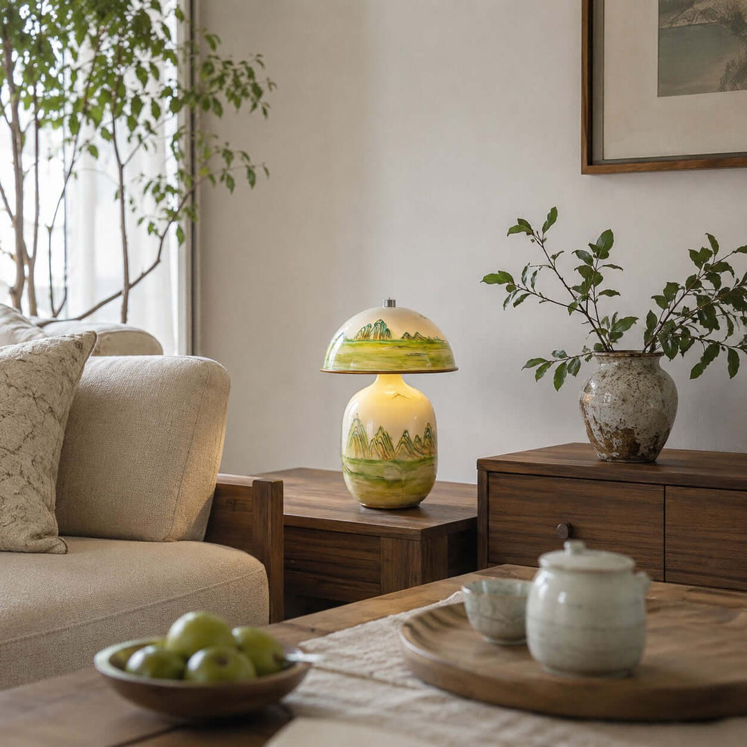 Thalen Table Lamp | Artistic Chinese Ceramic Lamp for Bedroom