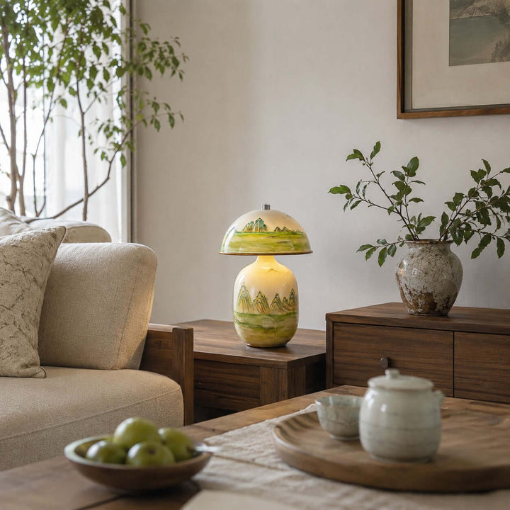 Thalen Table Lamp | Artistic Chinese Ceramic Lamp for Bedroom