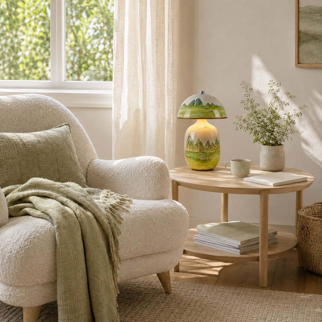 Thalen Table Lamp | Artistic Chinese Ceramic Lamp for Bedroom
