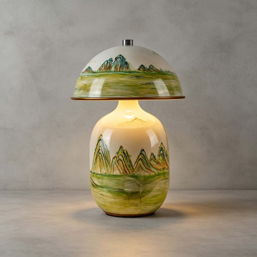 Thalen Table Lamp | Artistic Chinese Ceramic Lamp for Bedroom