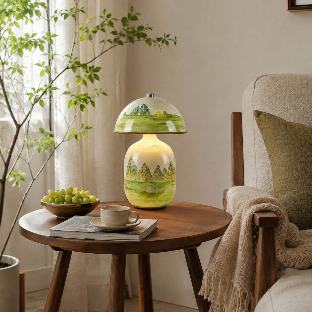 Thalen Table Lamp | Artistic Chinese Ceramic Lamp for Bedroom