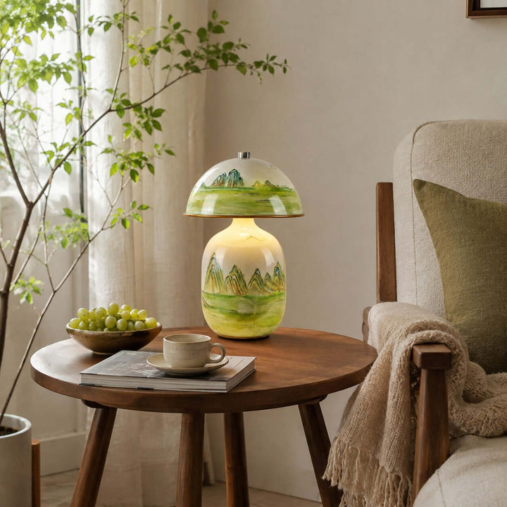Thalen Table Lamp | Artistic Chinese Ceramic Lamp for Bedroom
