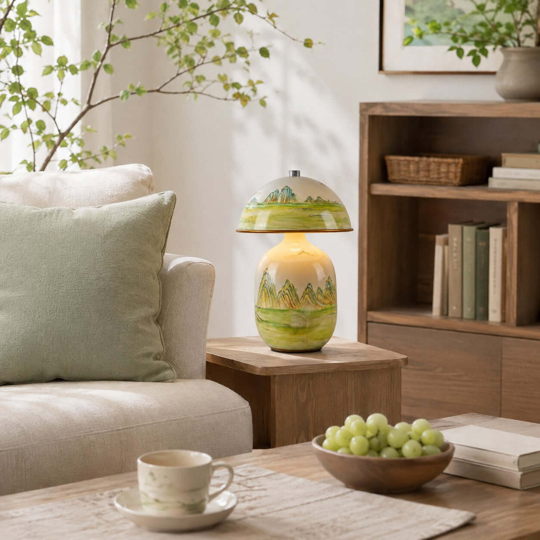 Thalen Table Lamp | Artistic Chinese Ceramic Lamp for Bedroom