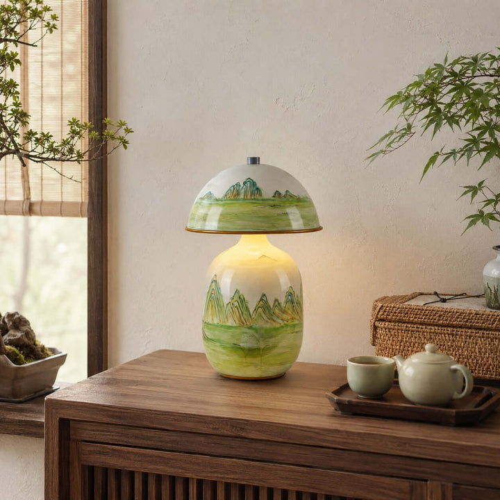 Thalen Table Lamp | Artistic Chinese Ceramic Lamp for Bedroom