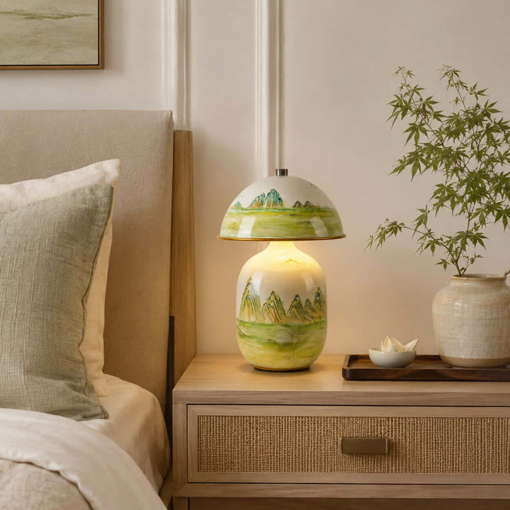 Thalen Table Lamp | Artistic Chinese Ceramic Lamp for Bedroom