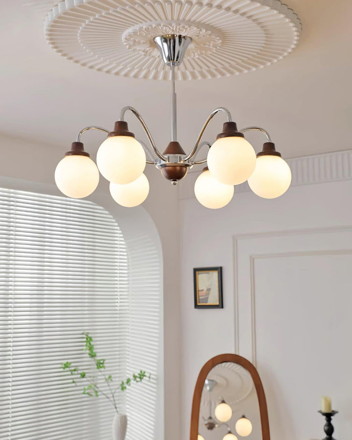 Tillary Retro Chandelier | Mid-Century Walnut Wood Lighting | Vinlighting | Vinlighting