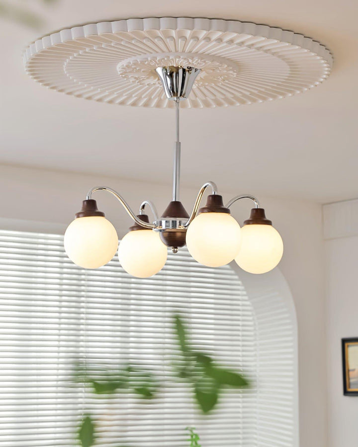 Tillary Retro Chandelier | Mid-Century Walnut Wood Lighting | Vinlighting | Vinlighting