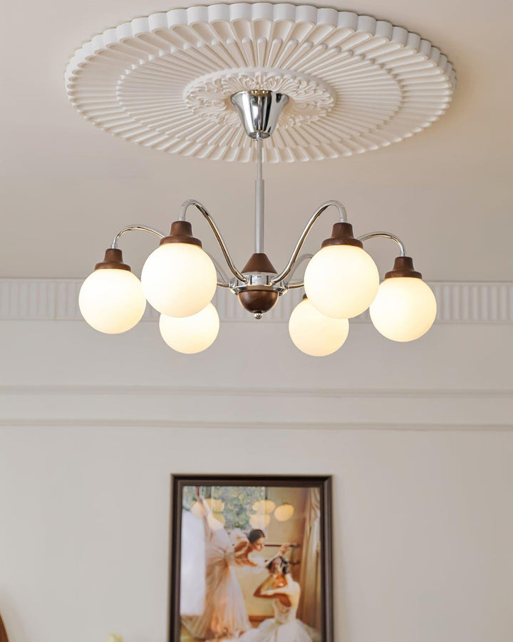 Tillary Retro Chandelier | Mid-Century Walnut Wood Lighting | Vinlighting | Vinlighting