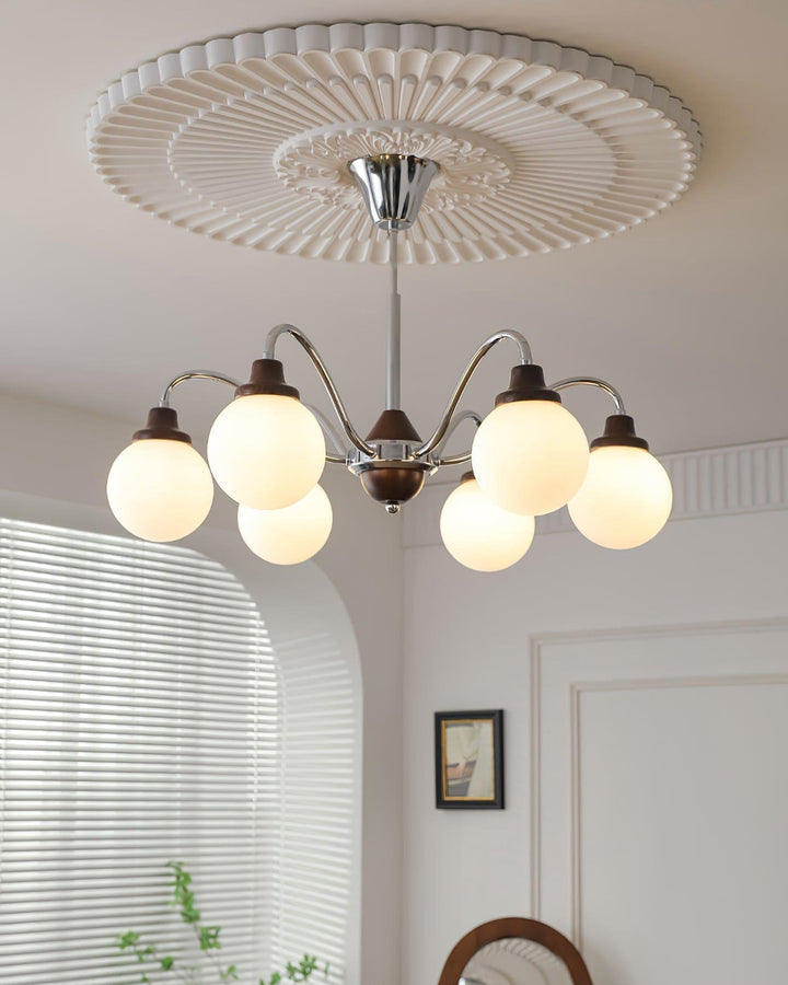 Tillary Retro Chandelier | Mid-Century Walnut Wood Lighting | Vinlighting | Vinlighting