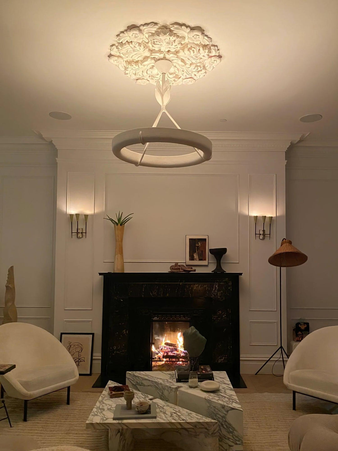 Tinsley Plaster Chandelier | Elegant Floral & Geometric Design | Vinlighting | Vinlighting
