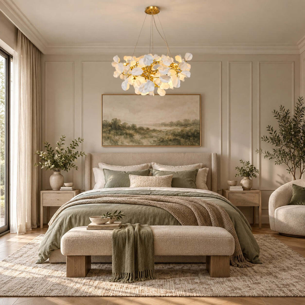 Tintora Modern Ceramic and Gold Vine Chandelier