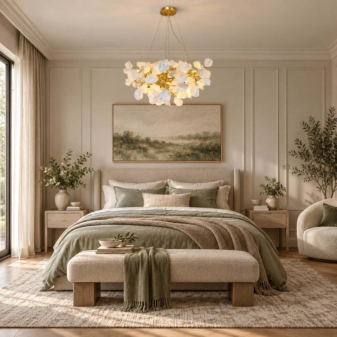Tintora Modern Ceramic and Gold Vine Chandelier