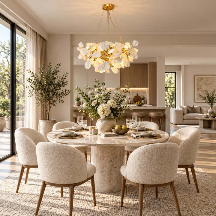 Tintora Modern Ceramic and Gold Vine Chandelier