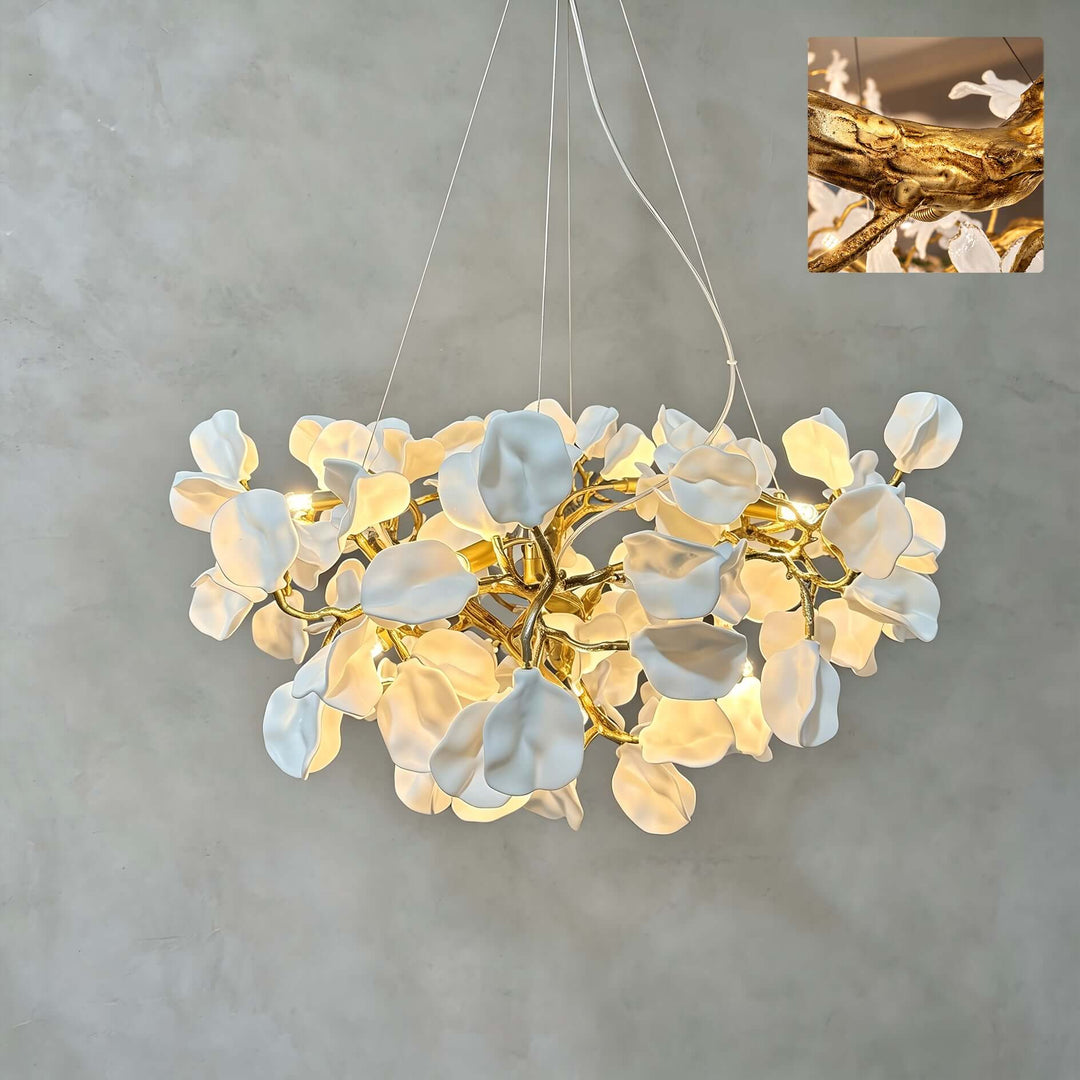 Tintora Modern Ceramic and Gold Vine Chandelier