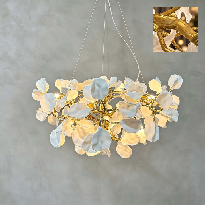 Tintora Modern Ceramic and Gold Vine Chandelier
